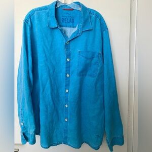 Tommy Bahama L/S linen shirt turquoise
